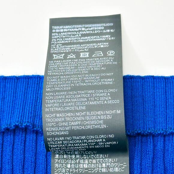 YSL Saint Laurent Size XS Ribbed Knit Strapless Top Front Zip Blue NWT $690 - Picture 7 of 12